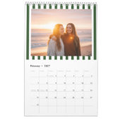 Personalized 20XX Wall Calendar - Green Striped  カレンダー (2月 2027)