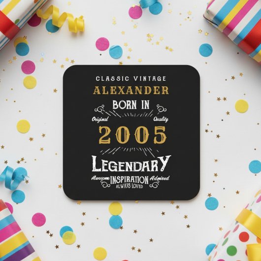 Personalized 21st Birthday 2005 Vintage Legend スクエアペーパーコースター