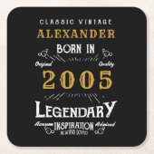 Personalized 21st Birthday 2005 Vintage Legend スクエアペーパーコースター (正面)