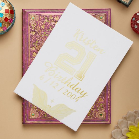 Personalized 21st Birthday gold typography ゲストブック