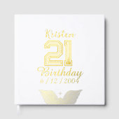 Personalized 21st Birthday gold typography ゲストブック (正面)