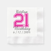 Personalized 21st Birthday Napkin Birthday 縁ありカクテルナプキン (正面)