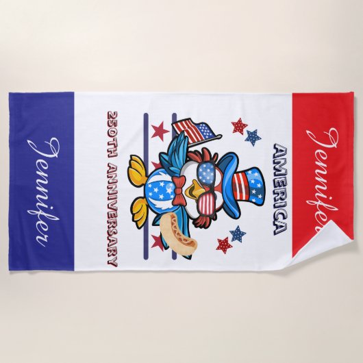 Personalized 250th USA Semiquincentennial  ビーチタオル (正面)