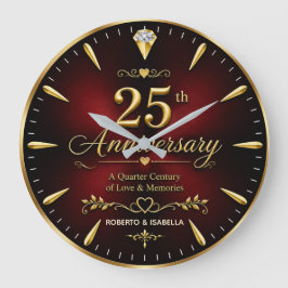 Personalized 25th Anniversary Jubilee Gift  ラージ壁時計