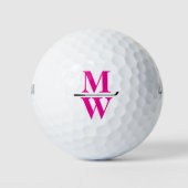 Personalized 2-Initials Pink Monogram  ゴルフボール (正面)