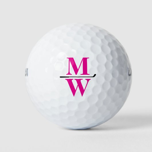 Personalized 2-Initials Pink Monogram  ゴルフボール (正面)