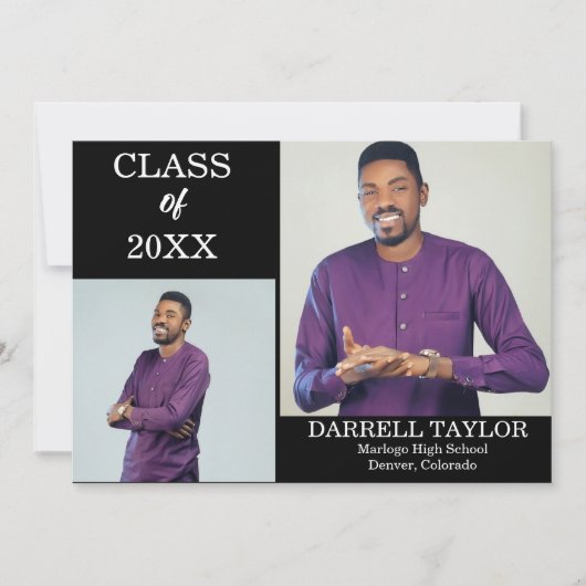 Personalized 2-Photo Graduation Announcement 案内状 (正面)