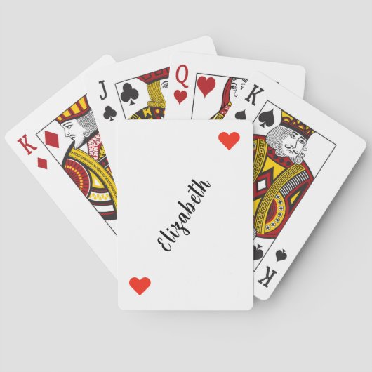 Personalized 2-Red Hearts Playing Cards トランプ (裏面)