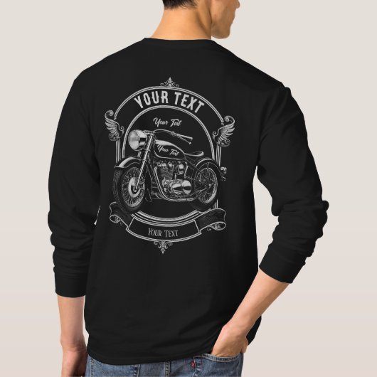 Personalized 2-Sided Biker Skull Motorcycle Tシャツ (裏面)