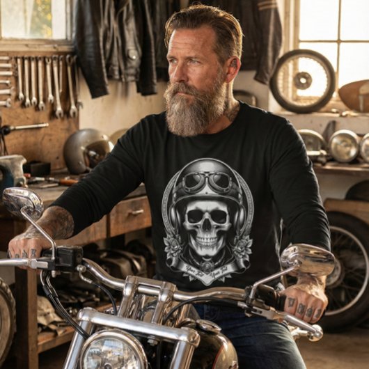 Personalized 2-Sided Biker Skull Motorcycle Tシャツ