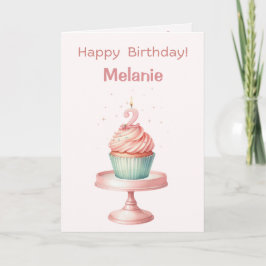 Personalized 2 year Cupcake Birthday Card カード