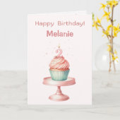 Personalized 2 year Cupcake Birthday Card カード (黄色い花)