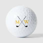 Personalized 2 Yellow Initials Monogram Golfer's ゴルフボール (正面)