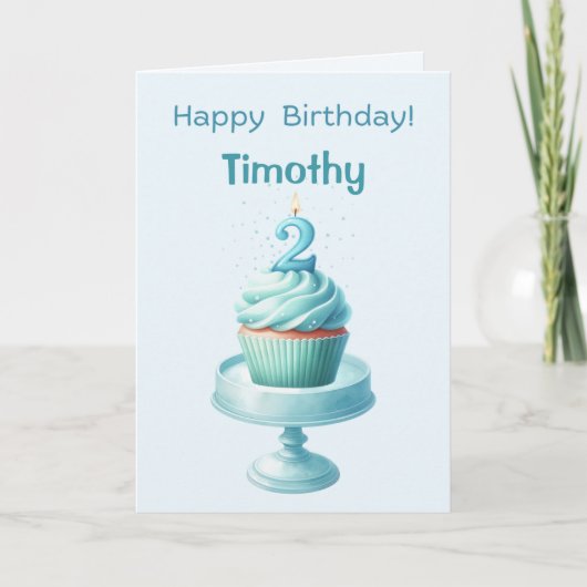 Personalized 2nd Birthday Cupcake Card カード (正面)