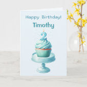 Personalized 2nd Birthday Cupcake Card カード (黄色い花)