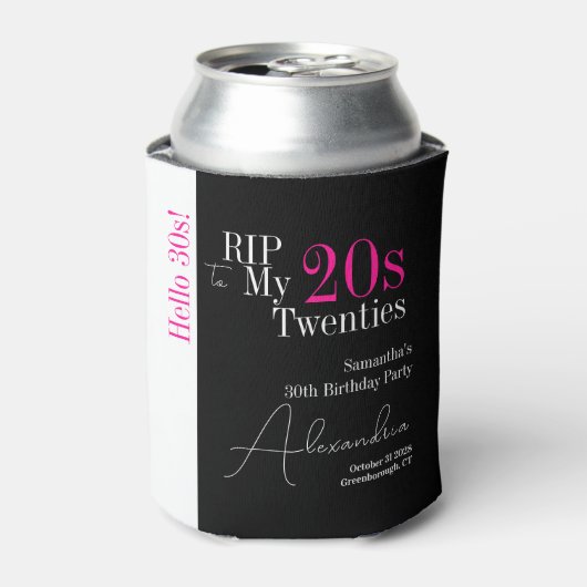 Personalized 30th Birthday RIP 20s Hello 30s Party 缶クーラー (缶正面)