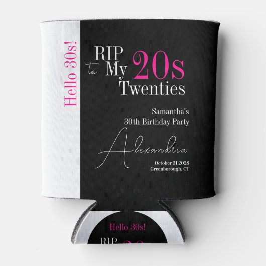 Personalized 30th Birthday RIP 20s Hello 30s Party 缶クーラー (正面)