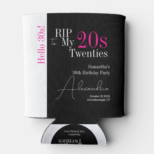 Personalized 30th Birthday RIP 20s Hello 30s Party 缶クーラー (裏面)