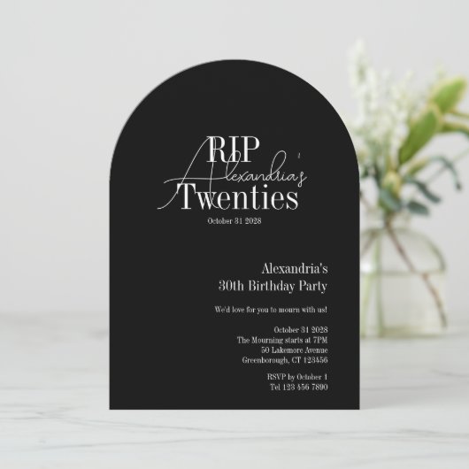Personalized 30th birthday RIP 20s party 招待状 (スタンド正面)