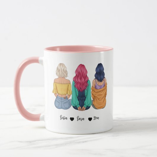 Personalized 3 Best Friends Mug | Custom BFF Gift マグカップ (左)