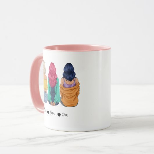 Personalized 3 Best Friends Mug | Custom BFF Gift マグカップ (正面左)