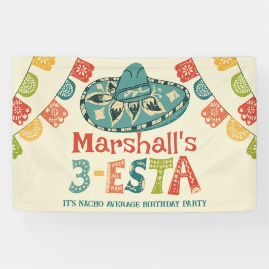 Personalized 3-Esta Mexican Themed Third Birthday 横断幕 (横)