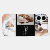 Personalized 3-Photo Collage Black Mom Est Year  iPhoneケース (裏面横)