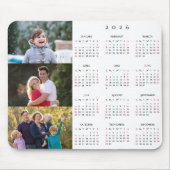 Personalized 3 Photo Collage Family 2026 Calendar マウスパッド (正面)