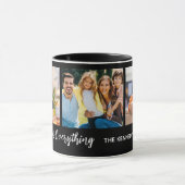 Personalized 3 Photo Collage Family Quote  Black マグカップ (中央)