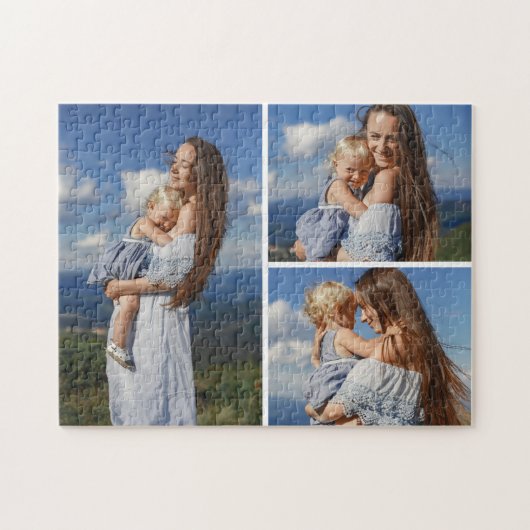 Personalized 3 Photo Collage Jigsaw Puzzle ジグソーパズル (横)