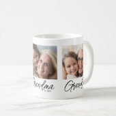 Personalized 3 Photo Grandma Established Year コーヒーマグカップ (正面右)