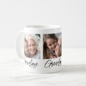 Personalized 3 Photo Grandma Established Year コーヒーマグカップ (正面左)