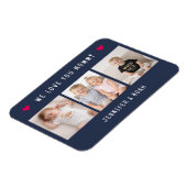 Personalized 3 Photo We Love You Mommy Navy Blue  マグネット (左側)