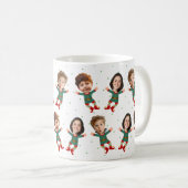 Personalized 3 Photos Face Funny Christmas Elf Kid コーヒーマグカップ (正面右)