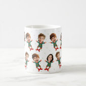 Personalized 3 Photos Face Funny Christmas Elf Kid コーヒーマグカップ (中央)