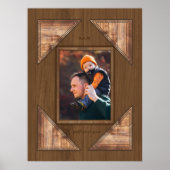 Personalized 3D Rustic Wood Pattern Frame ポスター (正面)