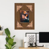 Personalized 3D Rustic Wood Pattern Frame ポスター (ホームオフィス)