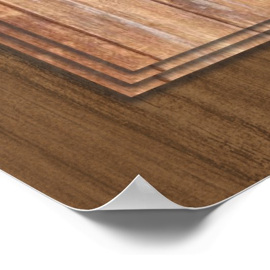 Personalized 3D Rustic Wood Pattern Frame ポスター (角)