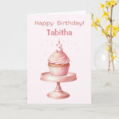 Personalized 3rd Birthday Cupcake Card カード (黄色い花)