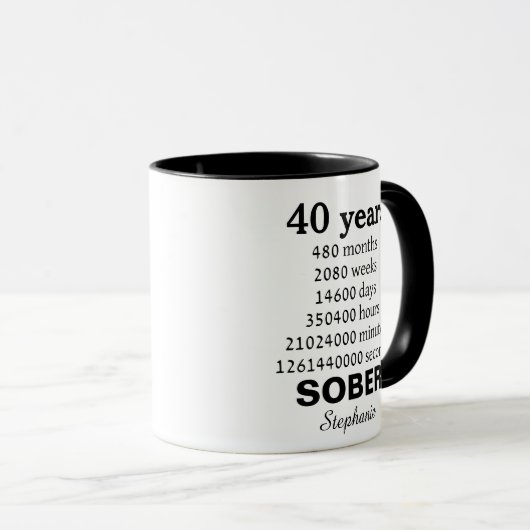 Personalized 40 Years Sober マグカップ (正面右)