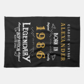 Personalized 40th Birthday 1986 Vintage Legend キッチンタオル (横)