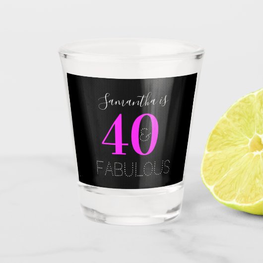 Personalized 40th Birthday 40 Fabulous Neon Pink ショットグラス (正面)