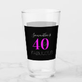 Personalized 40th Birthday 40 Fabulous Neon Pink タンブラーグラス (正面)