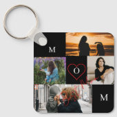 Personalized 4-Photo Collage Mom Monogram キーホルダー (正面)