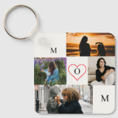 Personalized 4-Photo Collage Mom Monogram キーホルダー (正面)