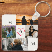 Personalized 4-Photo Collage Mom Monogram キーホルダー (裏面)