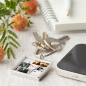 Personalized 4-Photo Collage Mom Monogram キーホルダー (側面)