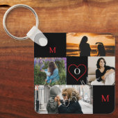 Personalized 4-Photo Collage Mom Monogram キーホルダー (正面)
