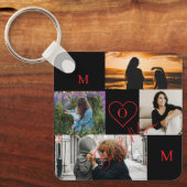 Personalized 4-Photo Collage Mom Monogram キーホルダー (正面)