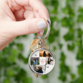 Personalized 4-Photo Collage Mom Monogram キーホルダー (手)
